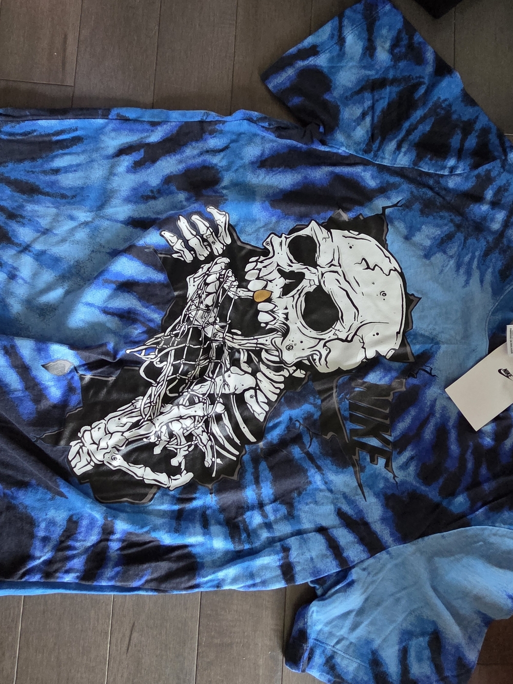 Nike Blue & Black Tie-Dye Skull Graphic Tee